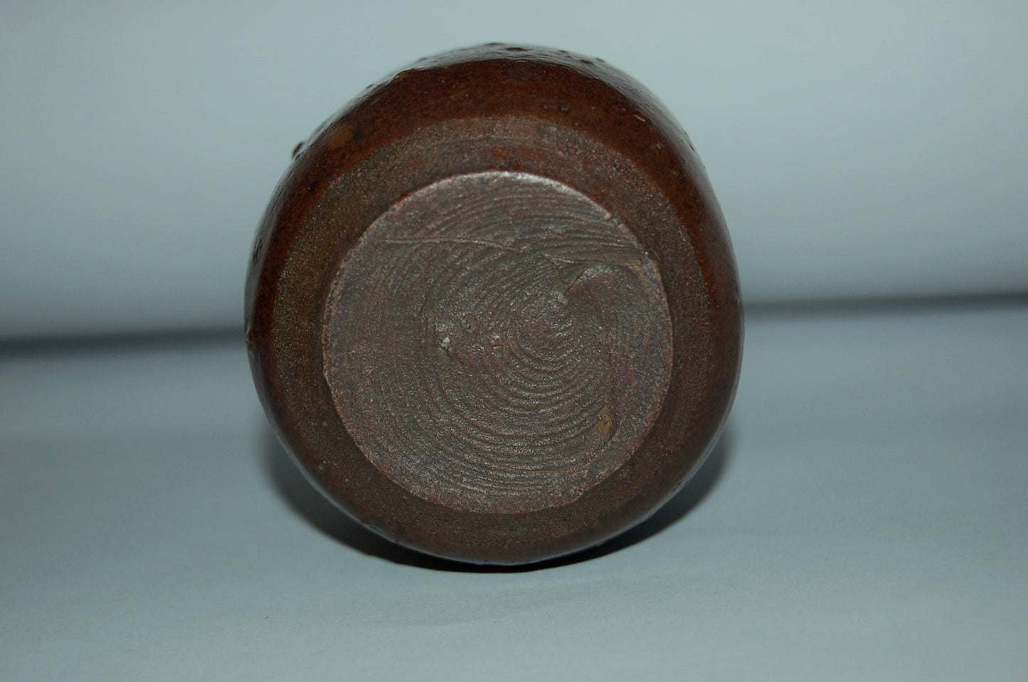 Antique ceramic chaire tea caddy, dark brown glaze, yellow drip, possibly Seto ware, Japan