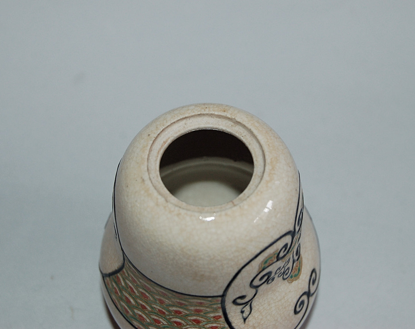 Chaire, tea caddy, double-gourd, flowers, waves, circles, Kyoto-ware, Japan