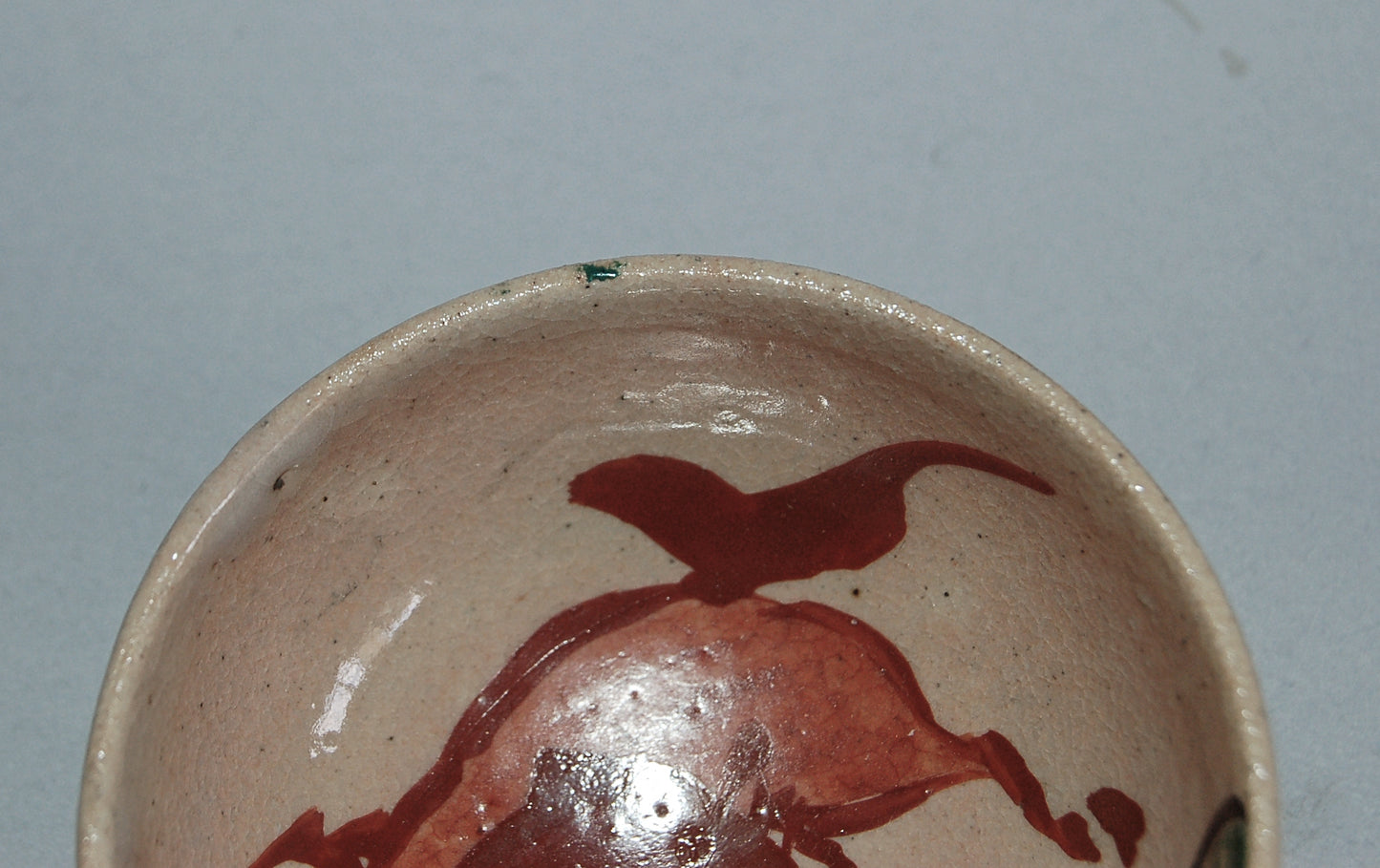 Vintage sake cup, guinomi Chokaro’s horse between gourd leaves, Ko-Kutani stoneware, Japan