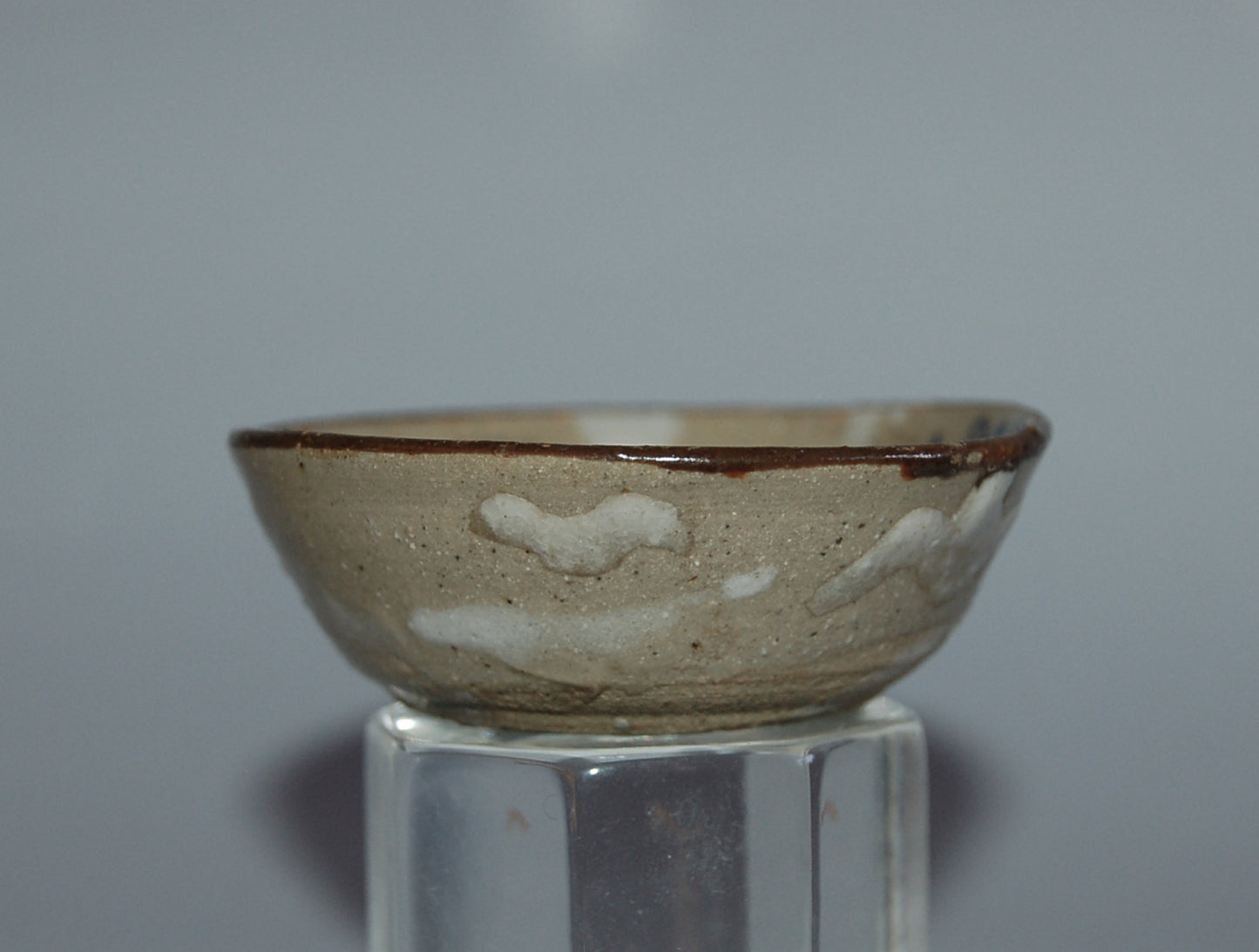 Shallow sakazuki sake cup, arabesques, chrysanthemums, stoneware, Ogata Kenzan style, Japan