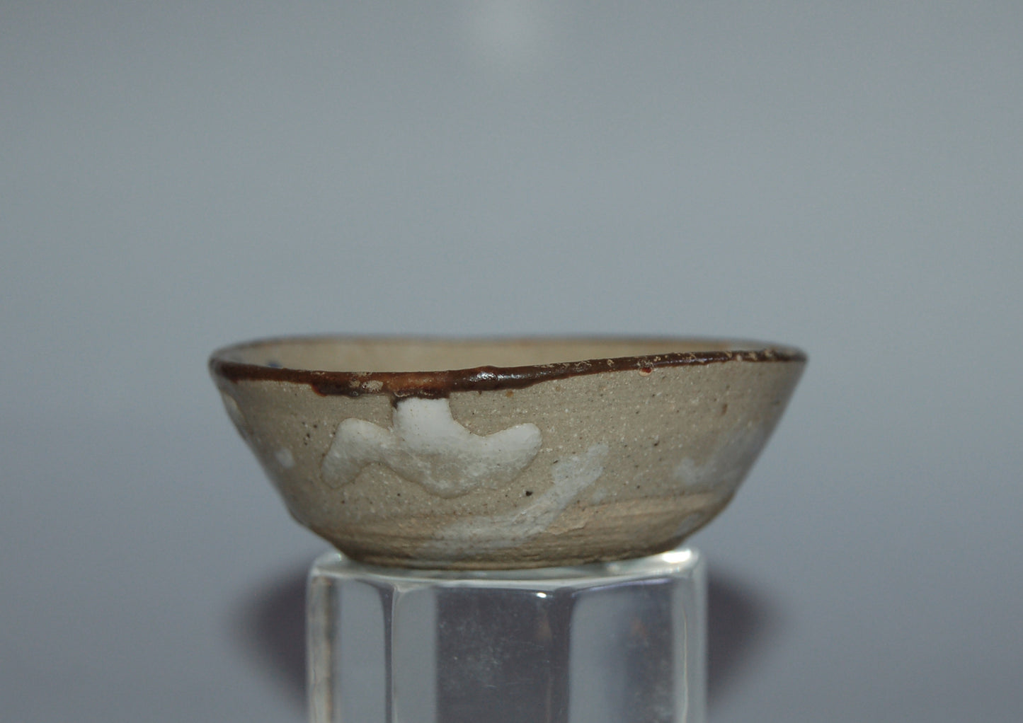 Shallow sakazuki sake cup, arabesques, chrysanthemums, stoneware, Ogata Kenzan style, Japan