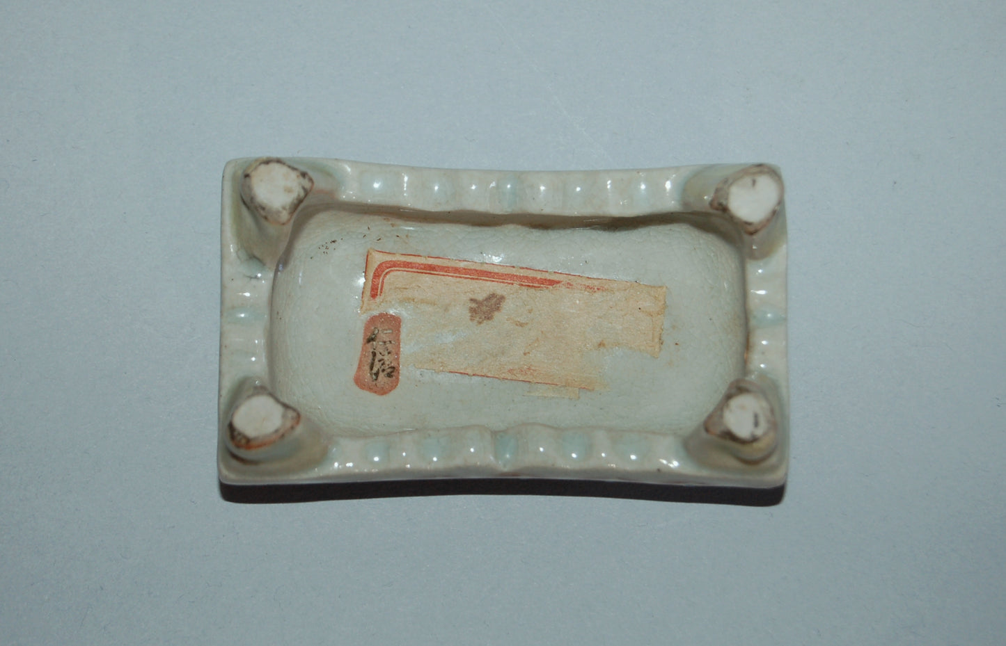 Brush stand in shape of table, Ninsei Kiyomizu stoneware, antique, Japan