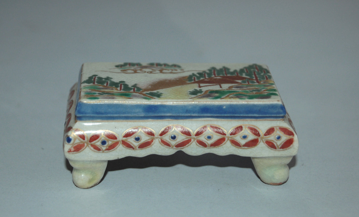 Brush stand in shape of table, Ninsei Kiyomizu stoneware, antique, Japan