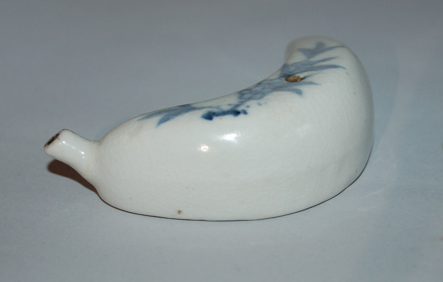 Blue and white porcelain suiteki water dropper, crescent moon and cherry blossom, Japan