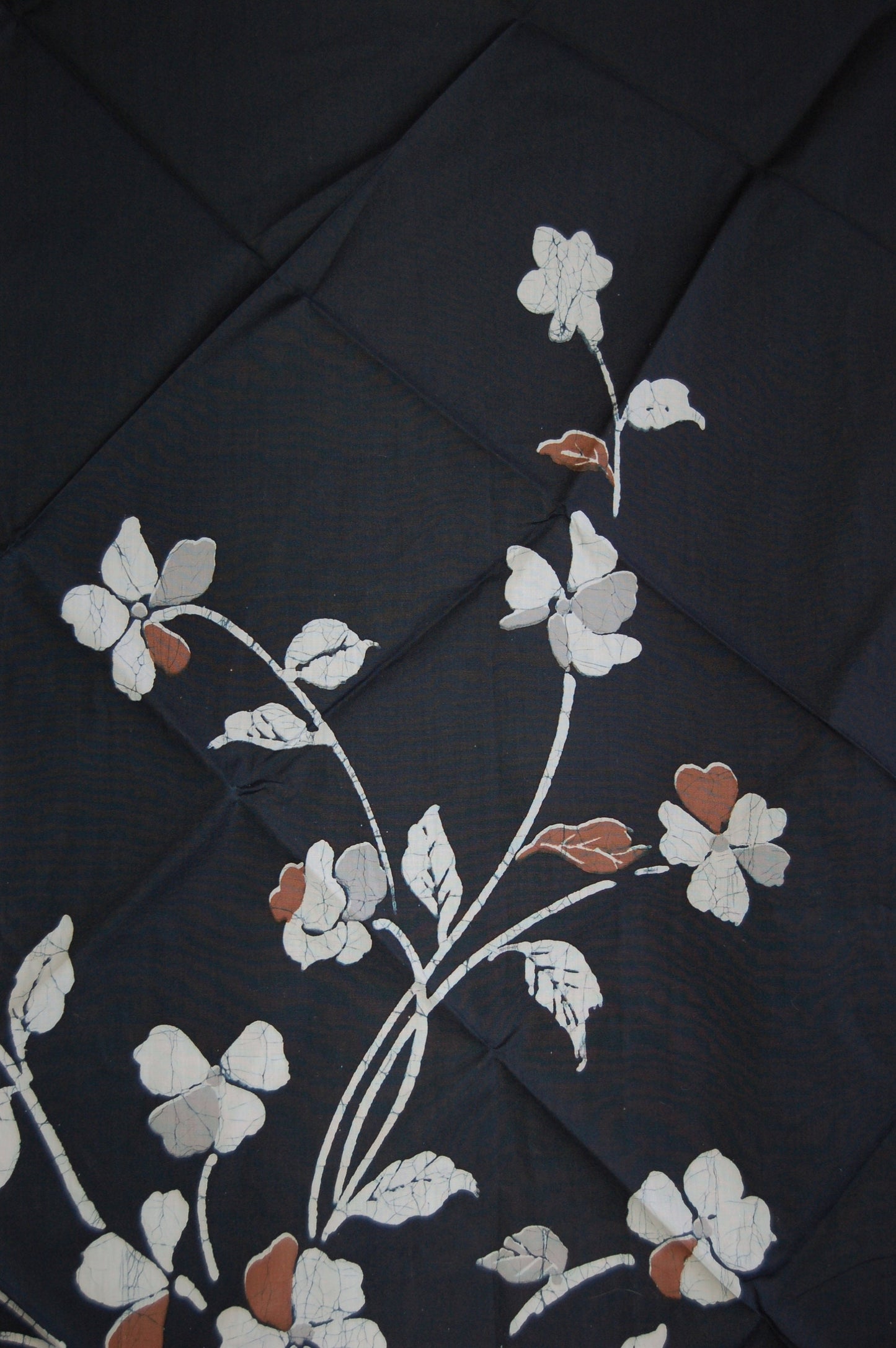 Katazome furoshiki wrapping cloth, summer flowers, indigo, cotton, vintage, Japan