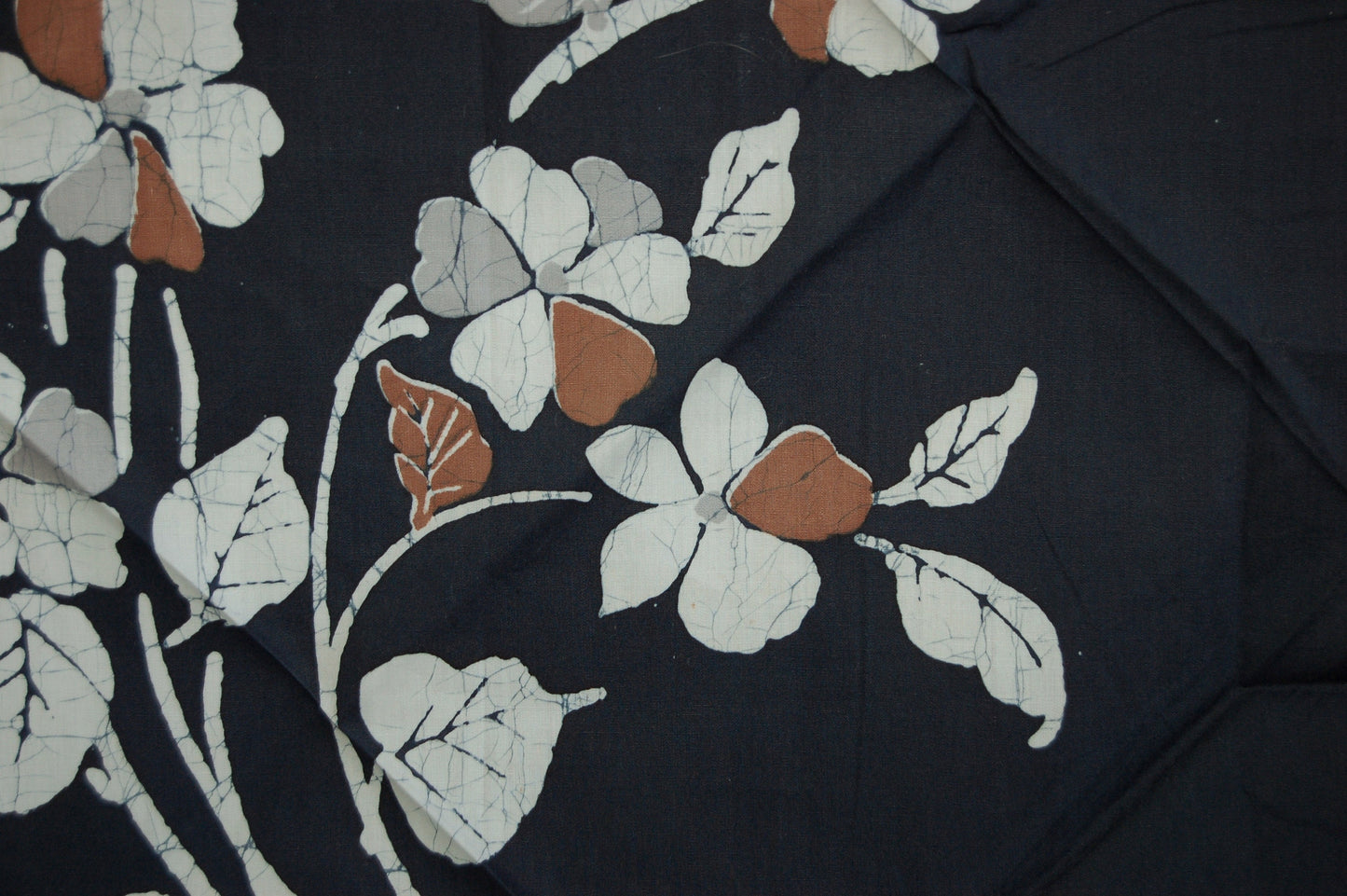 Katazome furoshiki wrapping cloth, summer flowers, indigo, cotton, vintage, Japan