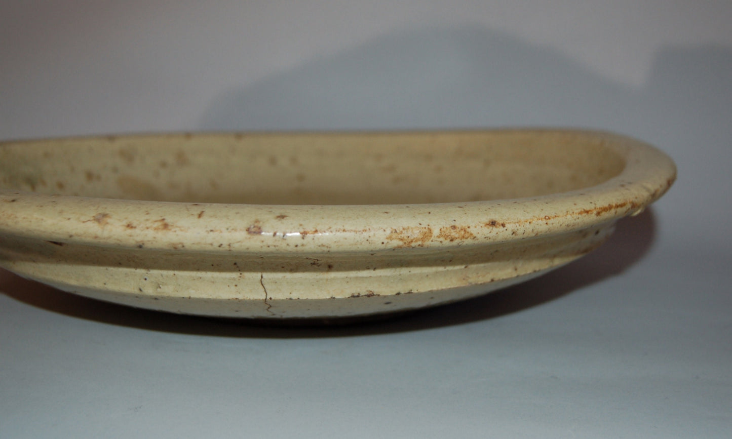 Large ishizara stoneware platter, yellow glaze, Seto ware, mingei, Japan