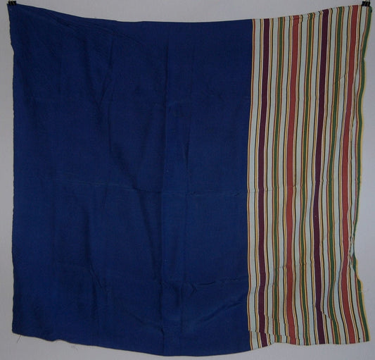 Furoshiki wrapping cloth or scarf, blue and striped, cotton blend, vintage, Japan